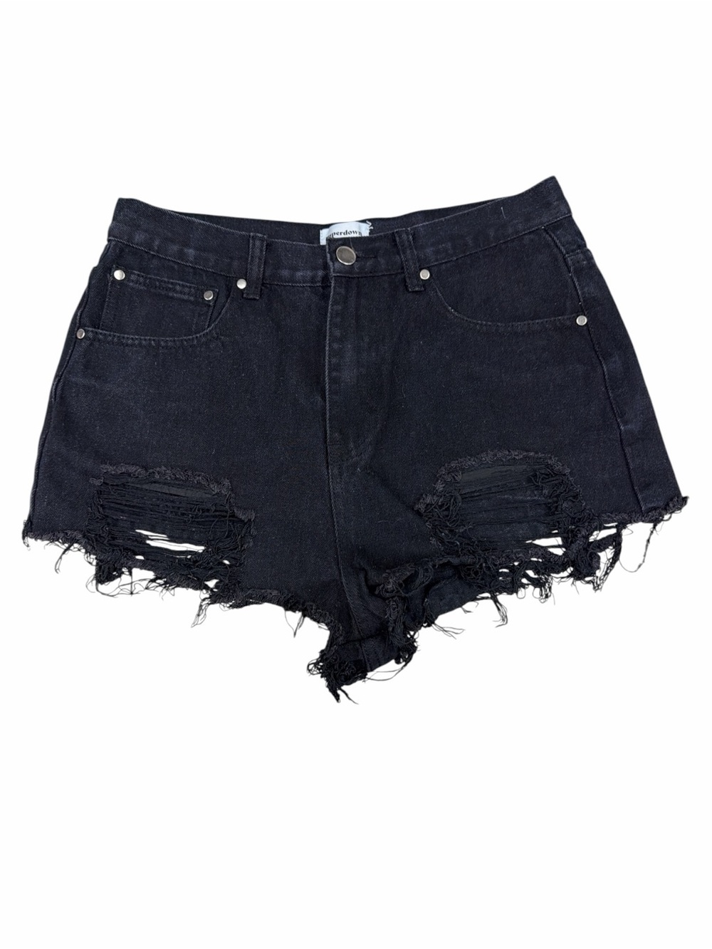 Superdown Black Distressed High-Waist Denim Shorts